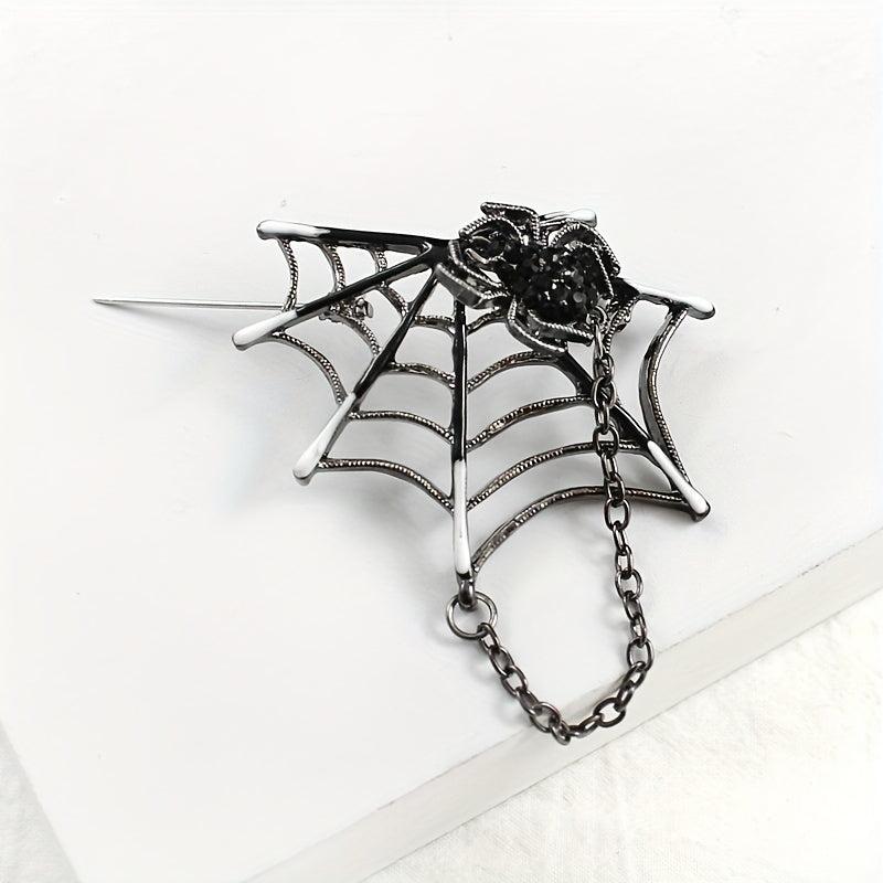 Spider Web Chain Brooch Pin