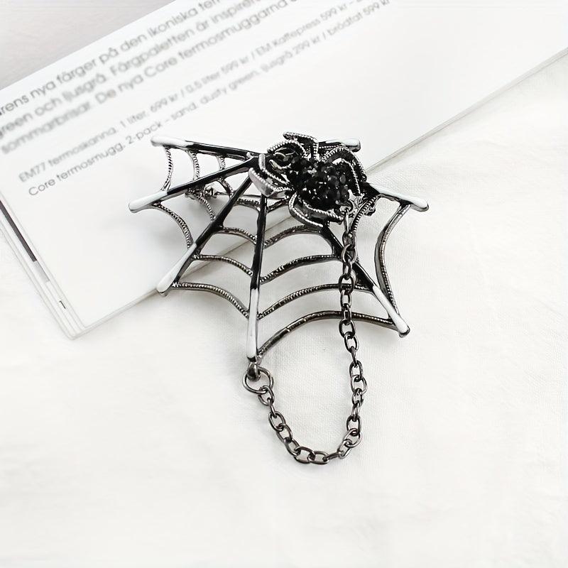 Spider Web Chain Brooch Pin