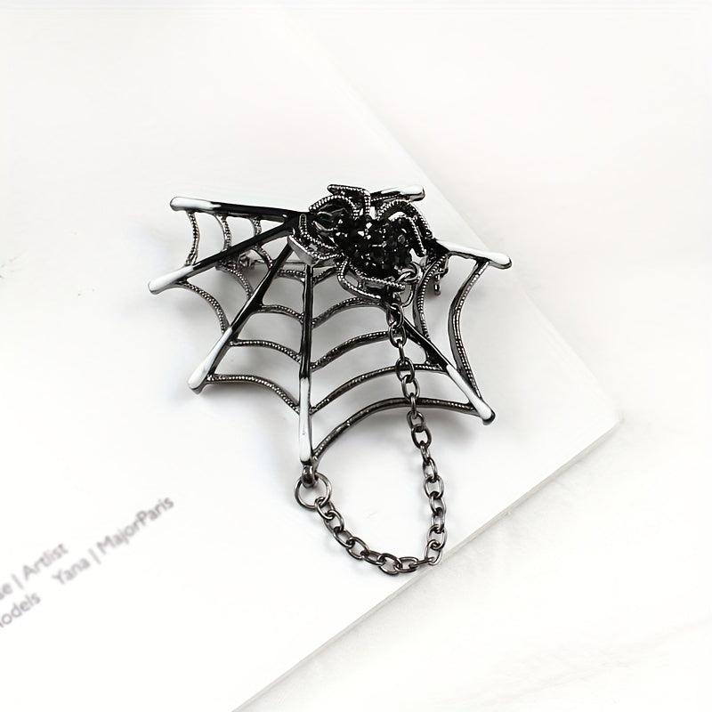 Spider Web Chain Brooch Pin