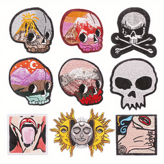 9pcs Skull Iron On Patches Sew On Embroidered Applique Repair Patch DIY Crafts