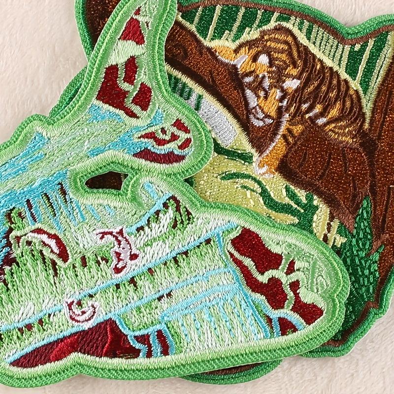 2pcs Boys Tiger Dolphin Embroidery DIY Patch for Clothes Backpack Hat