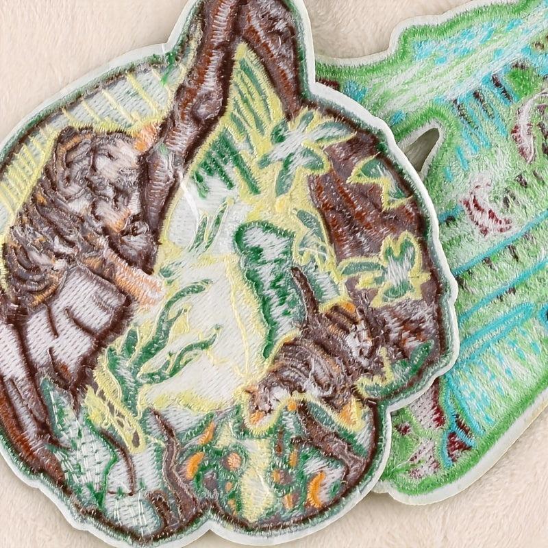 2pcs Boys Tiger Dolphin Embroidery DIY Patch for Clothes Backpack Hat