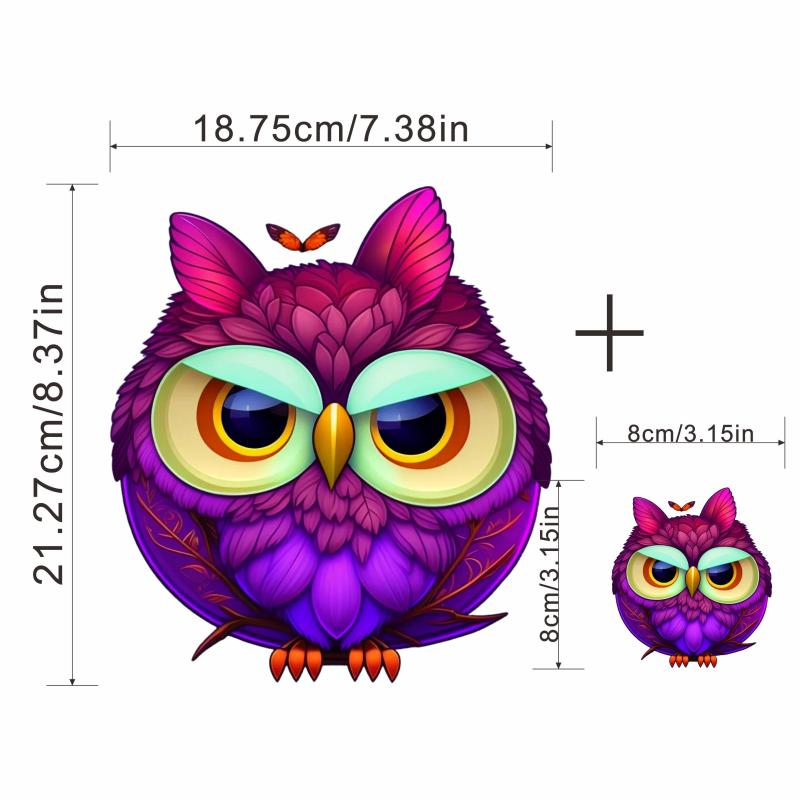 2pcs Purple Owl Heat Transfer Film Iron Clothes DIY Patch Paste Washable