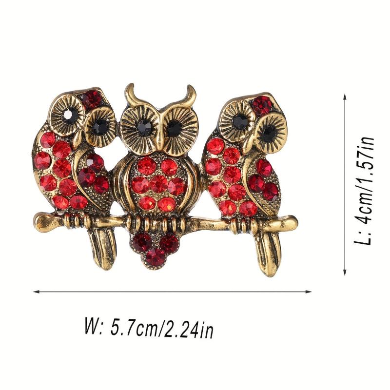 Men's Vintage Owl Rhinestone Breastpin