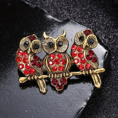 Men's Vintage Owl Rhinestone Breastpin