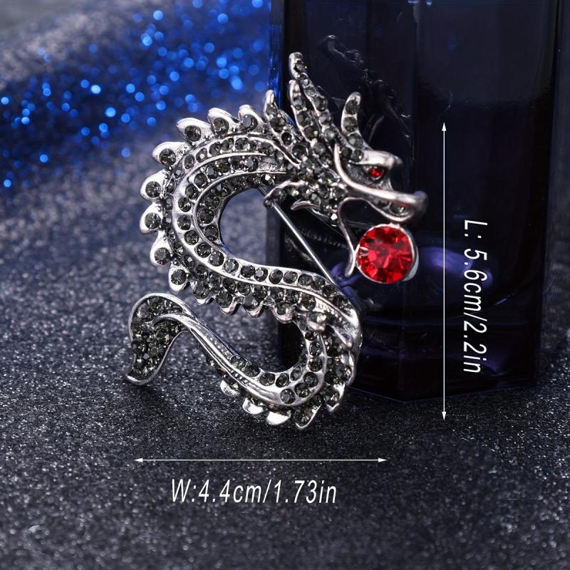 Zodiac Dragon Rhinestone Brooch - Unisex