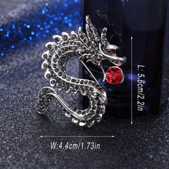 Zodiac Dragon Rhinestone Brooch - Unisex