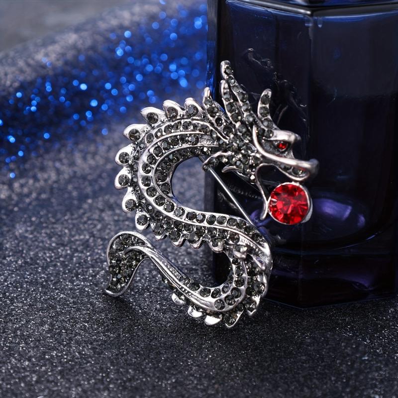 Zodiac Dragon Rhinestone Brooch - Unisex