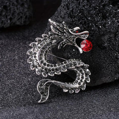 Zodiac Dragon Rhinestone Brooch - Unisex
