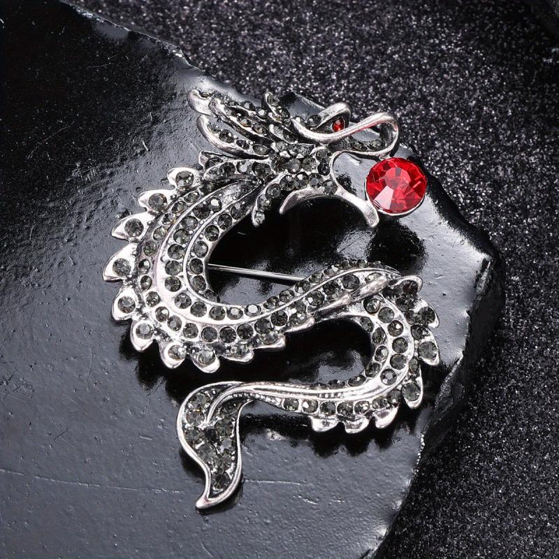 Zodiac Dragon Rhinestone Brooch - Unisex