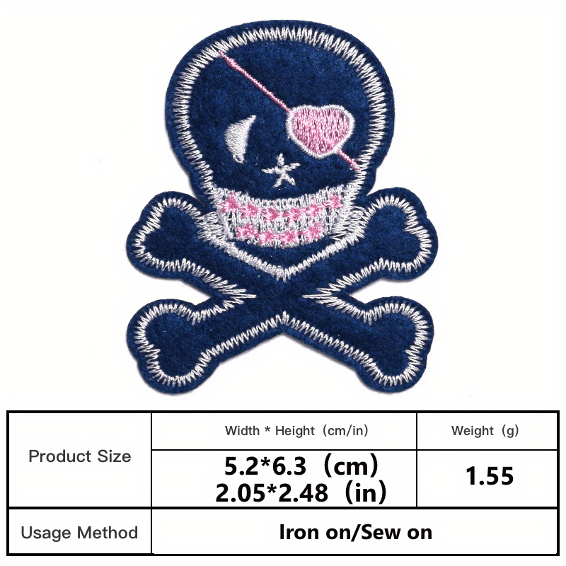 Punk Skull Embroidered Patches for Men