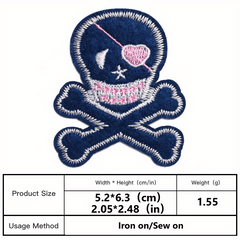 Punk Skull Embroidered Patches for Men