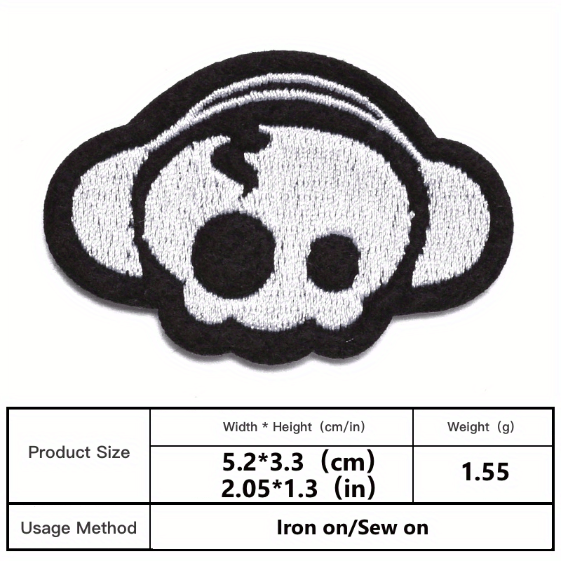 Punk Skull Embroidered Patches for Men