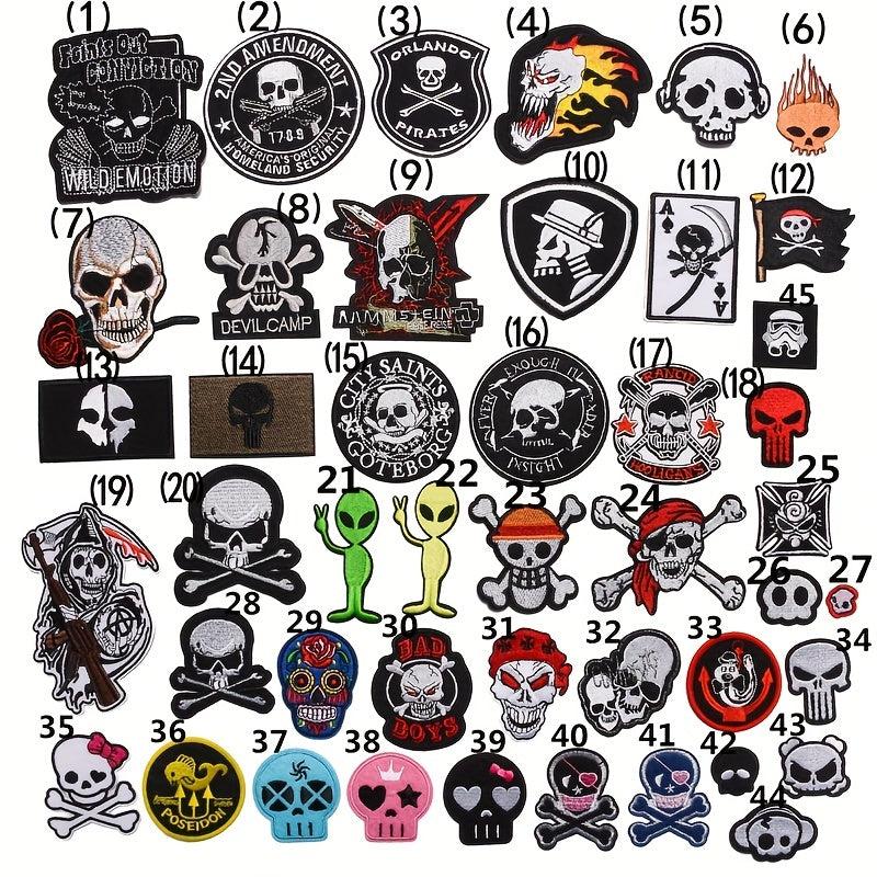 Punk Skull Embroidered Patches for Men