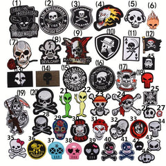 Punk Skull Embroidered Patches for Men
