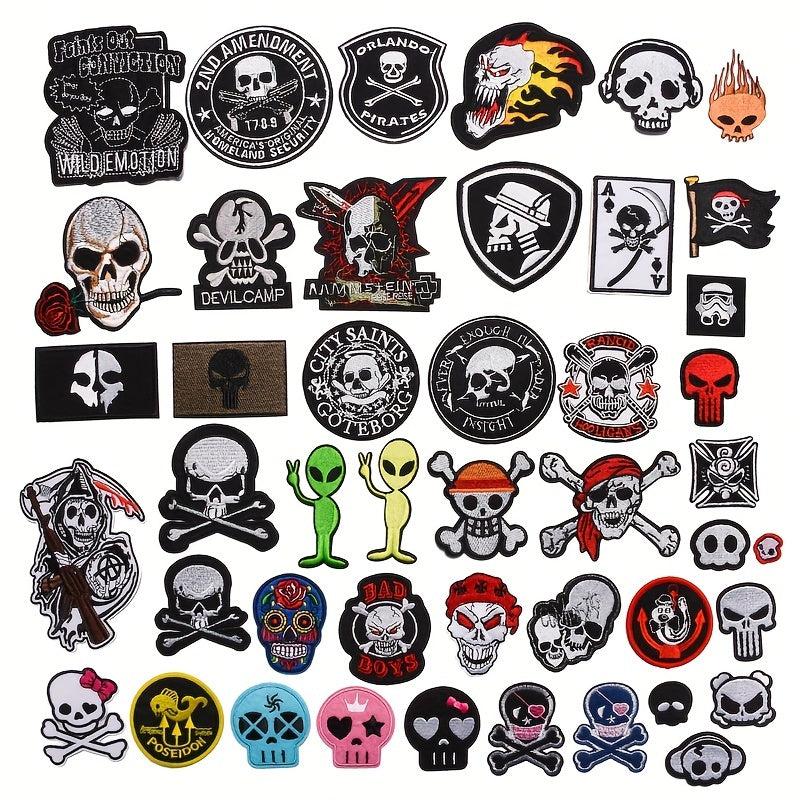 Punk Skull Embroidered Patches for Men