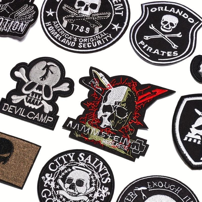Punk Skull Embroidered Patches for Men