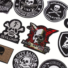 Punk Skull Embroidered Patches for Men