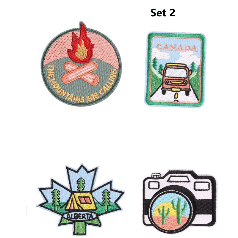 Men Camping Wind Embroidery Patch Stickers Sewn Adhesive