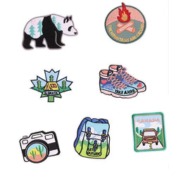 Men Camping Wind Embroidery Patch Stickers Sewn Adhesive