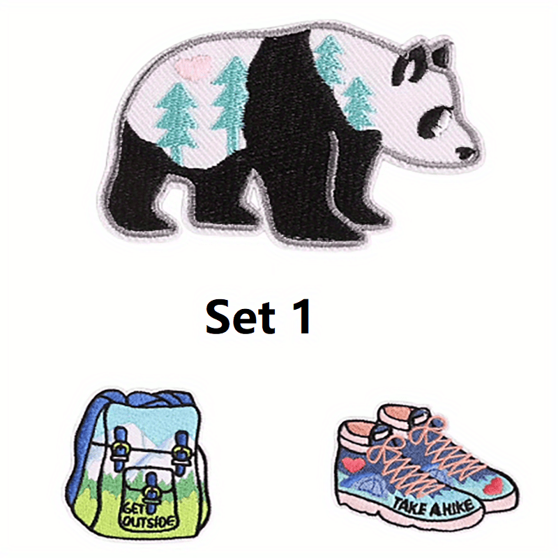 Men Camping Wind Embroidery Patch Stickers Sewn Adhesive