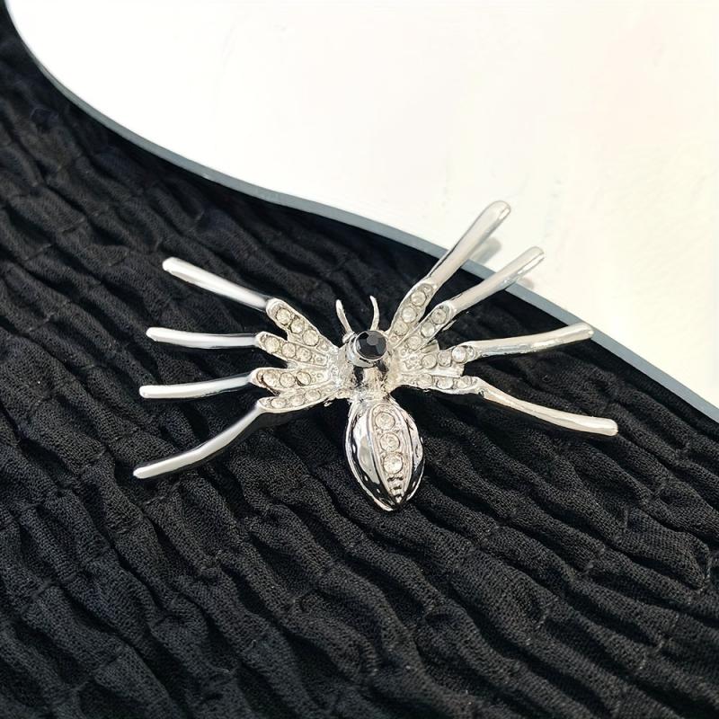 Gothic Inlaid Spider Brooch for Men