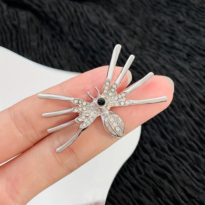 Gothic Inlaid Spider Brooch for Men