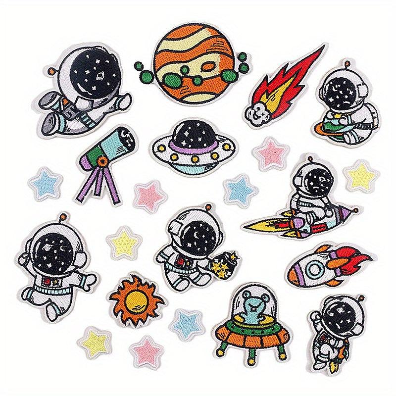Astronaut Theme Iron On Patches For Girls Sew On Embroidered Applique