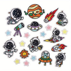 Astronaut Theme Iron On Patches For Girls Sew On Embroidered Applique