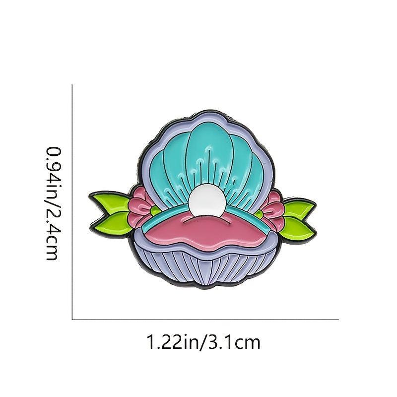 Open Shell Jewelry Box with Pearl Flower Shell Brooch