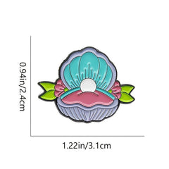 Open Shell Jewelry Box with Pearl Flower Shell Brooch