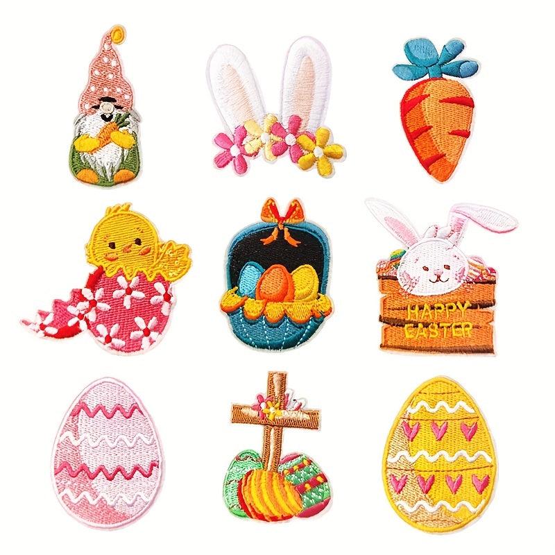 9pcs Rabbit Ears Iron On Patches For Men Sew On Embroidered Applique