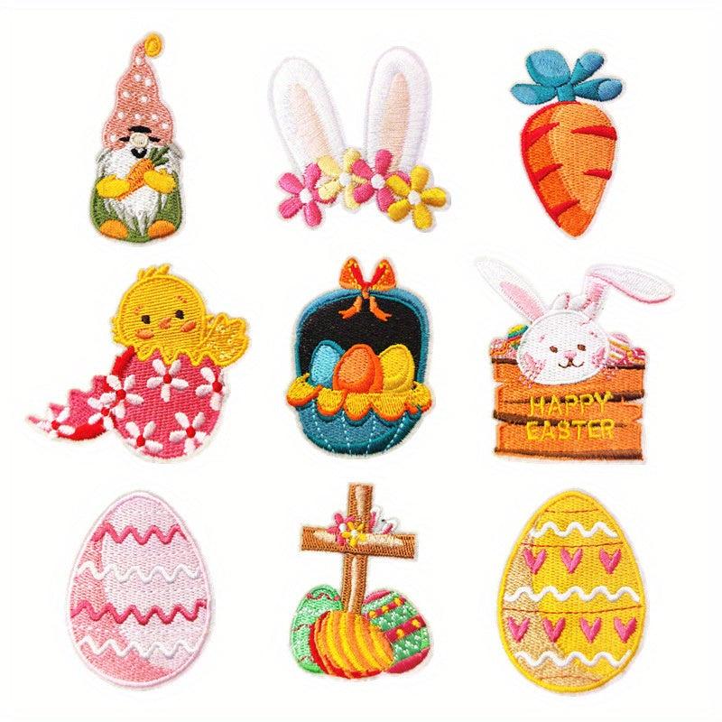 9pcs Rabbit Ears Iron On Patches For Men Sew On Embroidered Applique