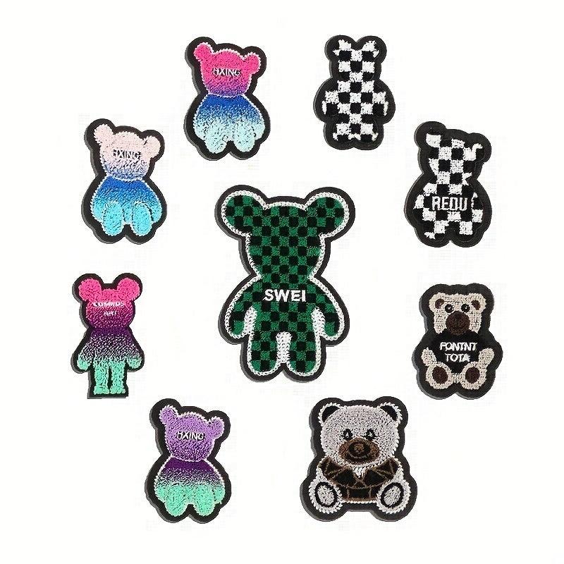 9pcs Bear Iron On Patches Embroidered Applique Repair Patch DIY Craft