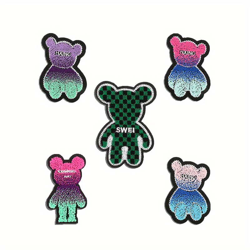 9pcs Bear Iron On Patches Embroidered Applique Repair Patch DIY Craft