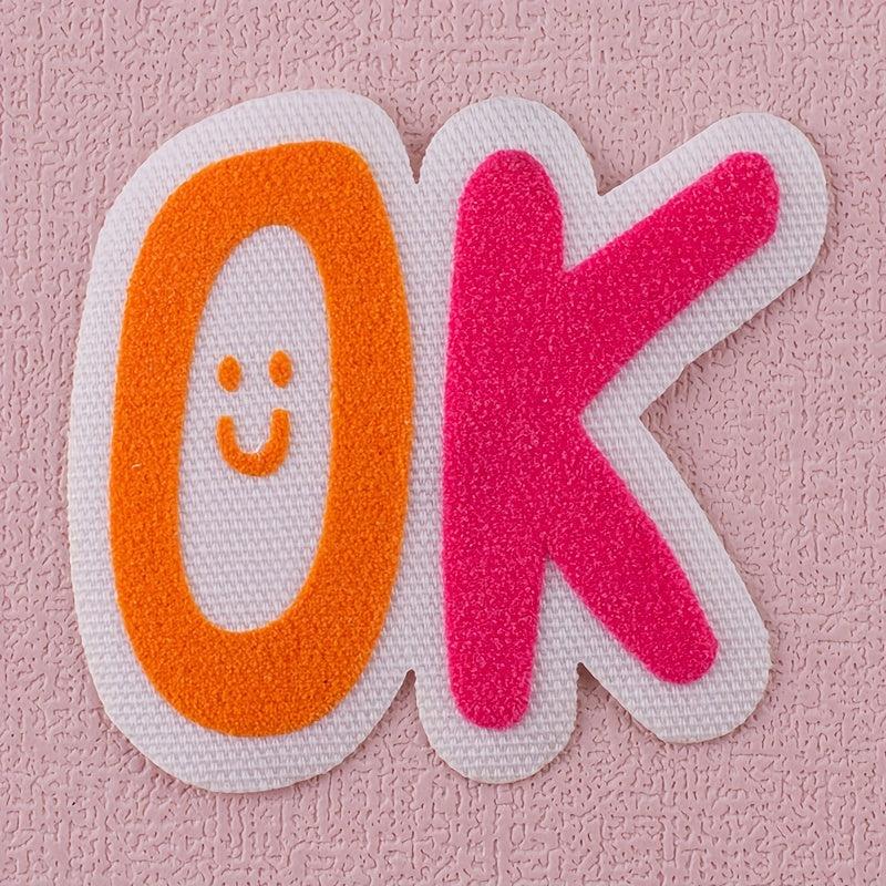 5PCS 3D Printing Letter Style Decorative Cloth Stickers for Girls