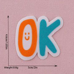 5PCS 3D Printing Letter Style Decorative Cloth Stickers for Girls