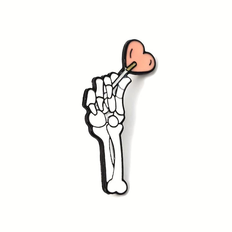 Halloween Punk Couple Brooch Love Lollipop Skeleton Hand Gift