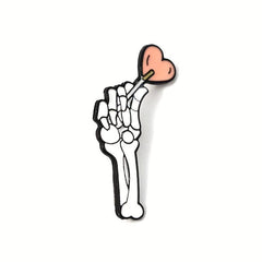 Halloween Punk Couple Brooch Love Lollipop Skeleton Hand Gift