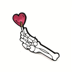 Halloween Punk Couple Brooch Love Lollipop Skeleton Hand Gift