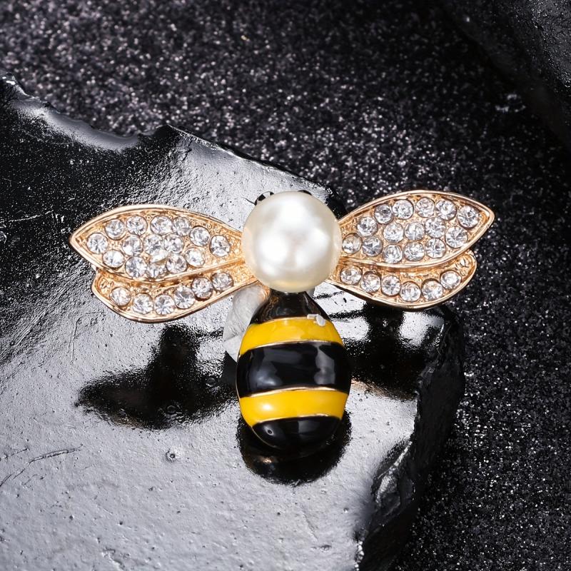 Enamel Pearl Bee Brooch Men Women