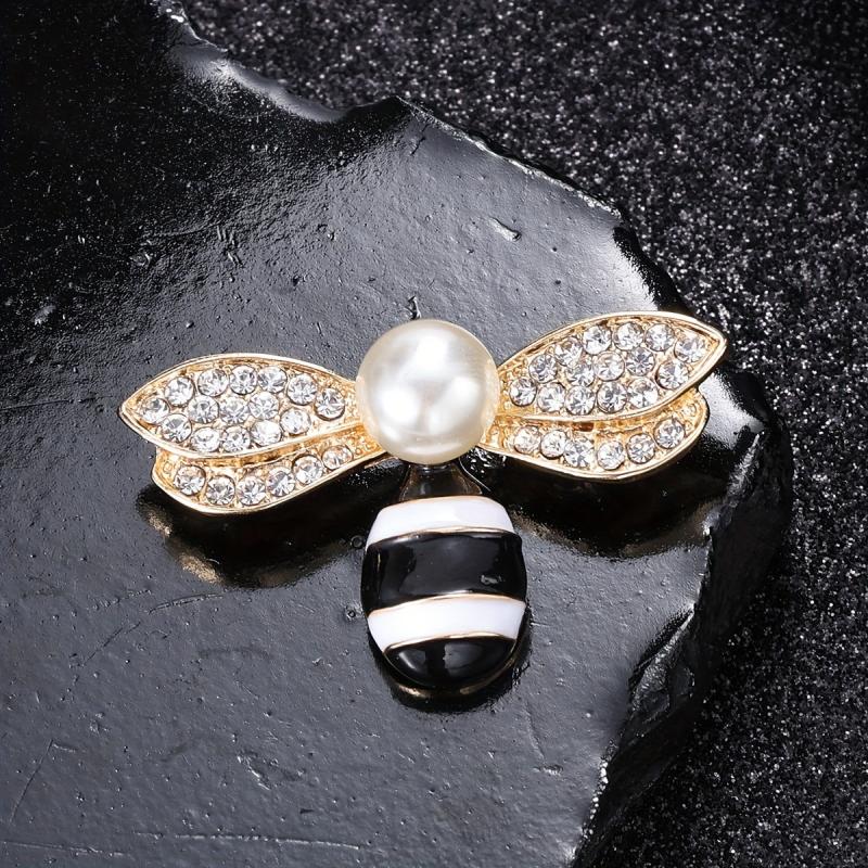 Enamel Pearl Bee Brooch Men Women