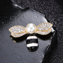 Enamel Pearl Bee Brooch Men Women