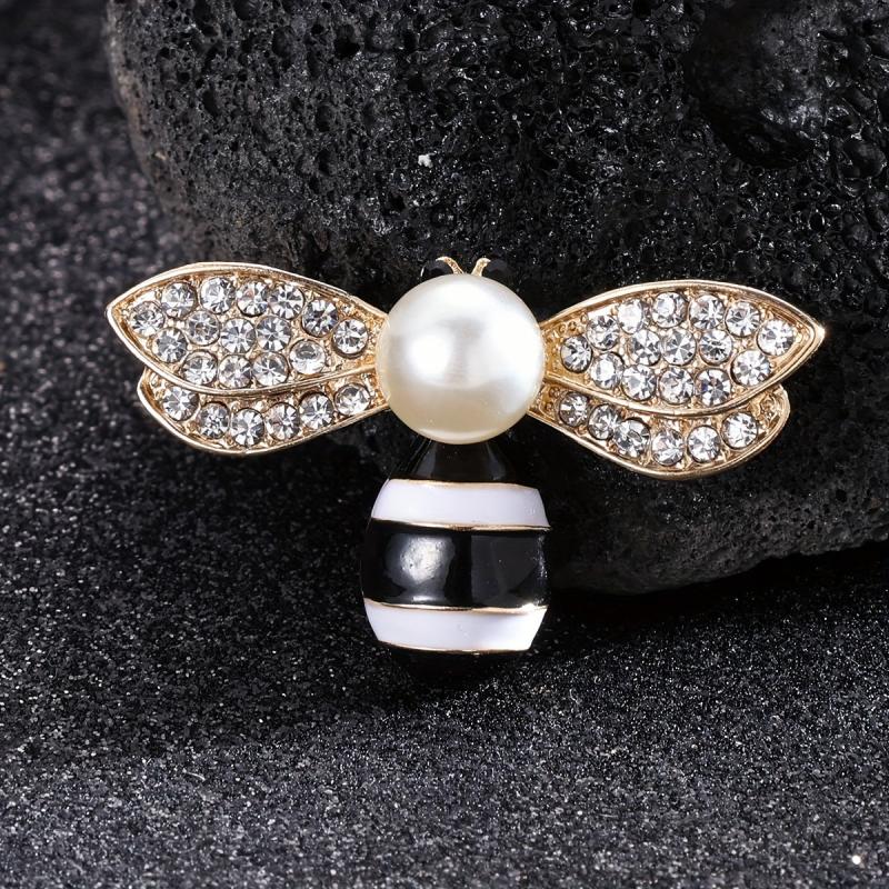 Enamel Pearl Bee Brooch Men Women