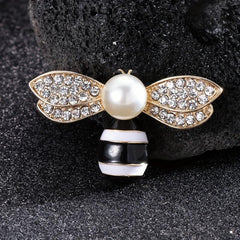 Enamel Pearl Bee Brooch Men Women