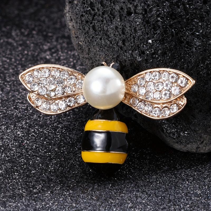 Enamel Pearl Bee Brooch Men Women