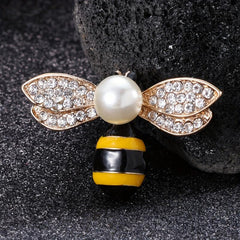 Enamel Pearl Bee Brooch Men Women