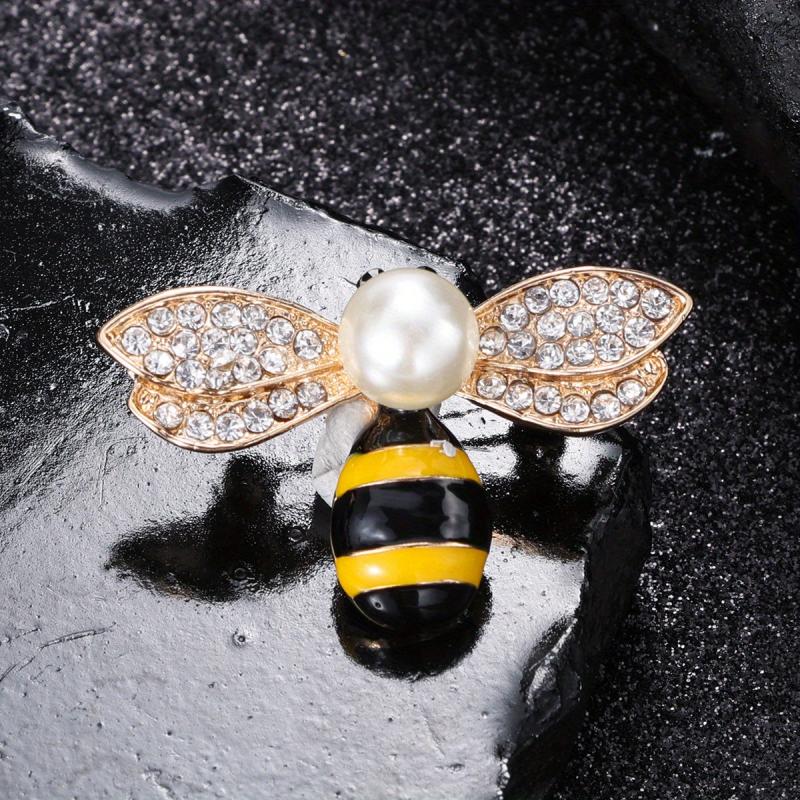 Enamel Pearl Bee Brooch Men Women