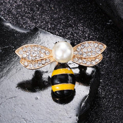 Enamel Pearl Bee Brooch Men Women