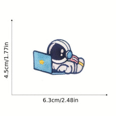16pcs Astronaut Theme Iron On Patches Sew On Embroidered Applique Repair Patch